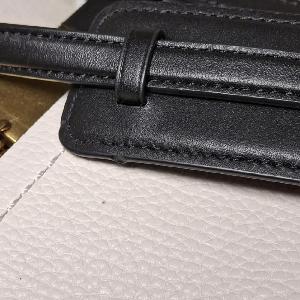 Coach Two-Tone Black and Cream Floral Appliqué Tote